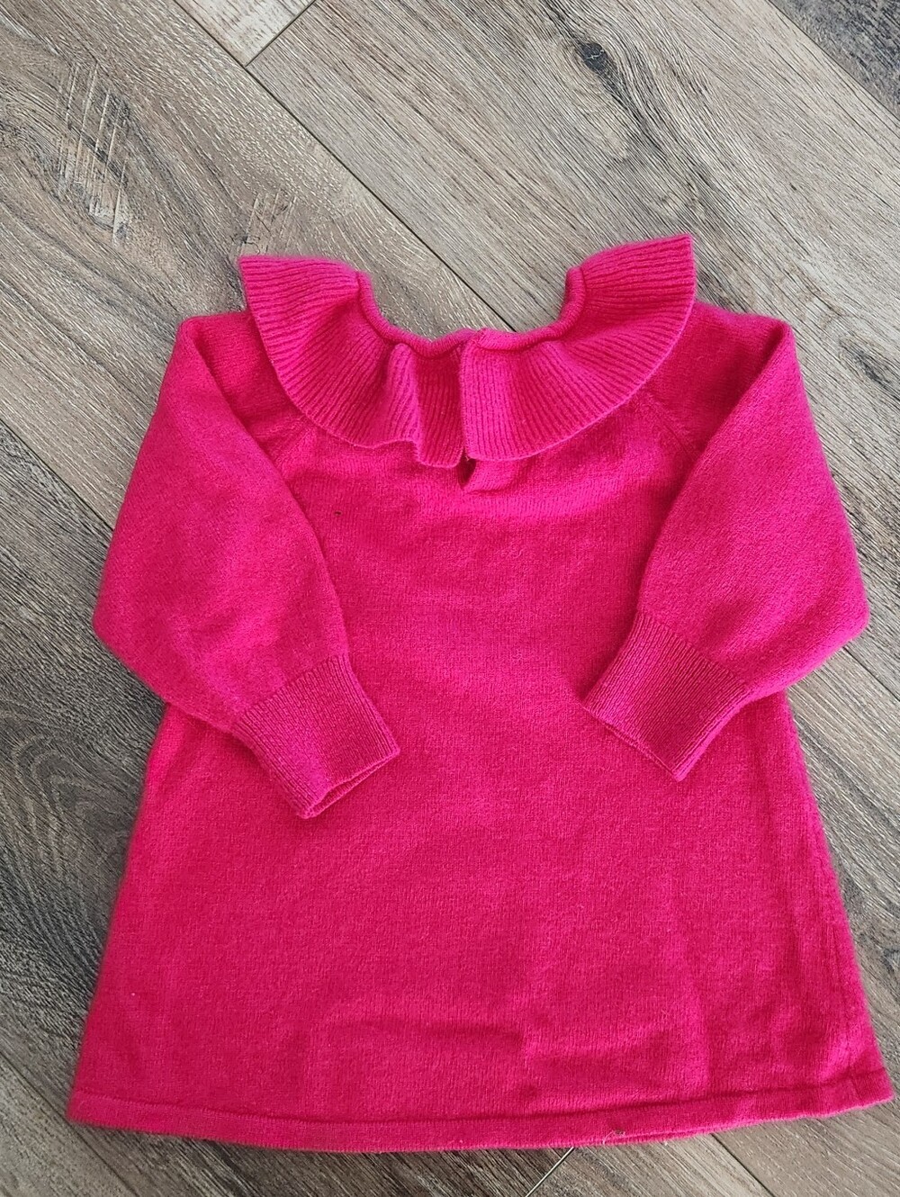 Jacadi Hot Pink Knit Dress with Ruffled Collar 12mths